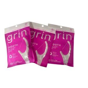 3 PACKS Of  Grin Smooth and‎ Gentle Mint Flossers, 60-ct